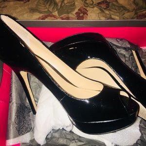 Black Peep Toe Stilettos